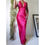 Thumbnail: Vintage Y2K Red Satin Halter Backless Gown (S)