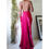 Thumbnail: Vintage Y2K Red Satin Halter Backless Gown (S)