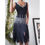 Thumbnail: Vintage Y2K Beaded Silk Black Midi Dress (M) 