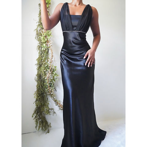 Vintage Y2K Satin Black Formal Dress (S) | Masha&Jlynn