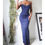 Thumbnail: Vintage Y2K Navy Blue Floral Cinch Neckline Gown (S)