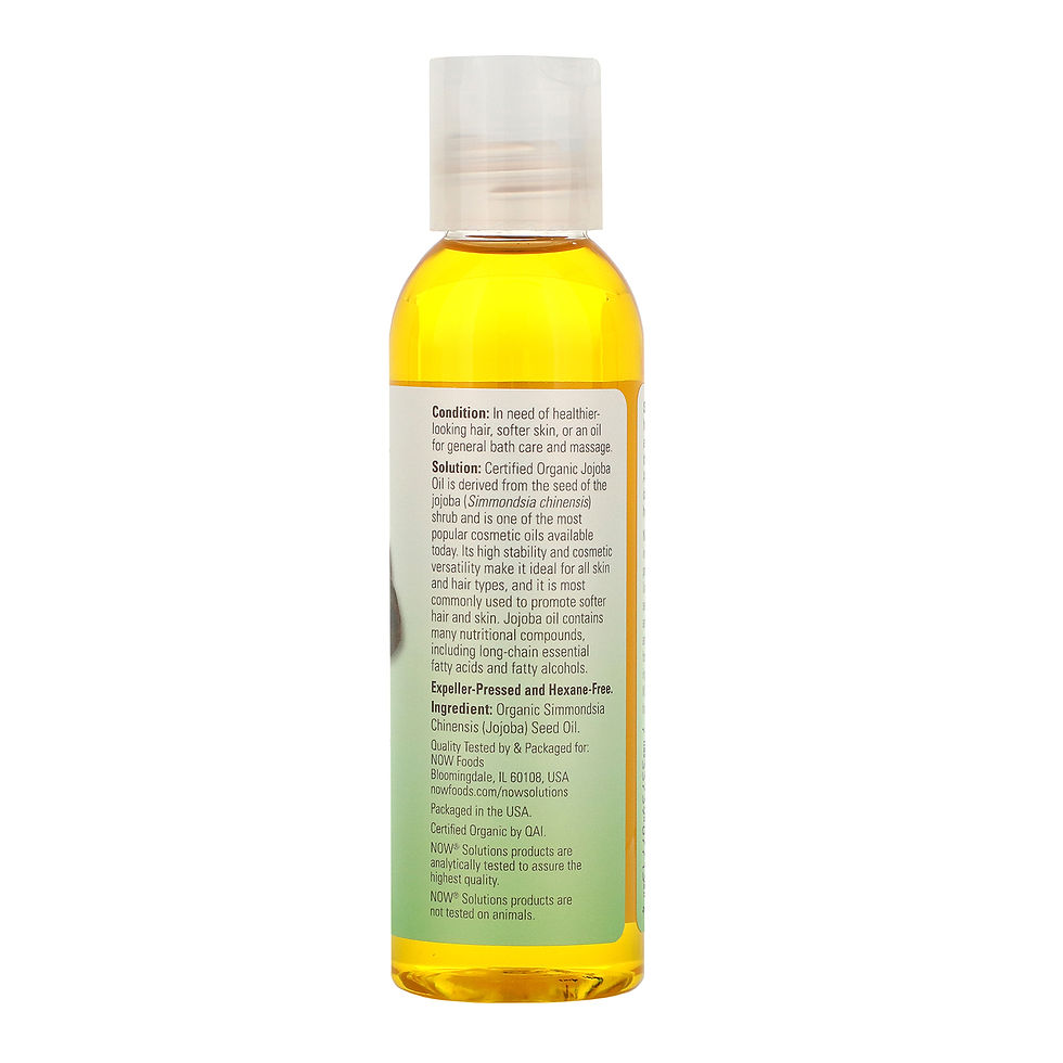 Thumbnail: Now Foods, Solutions, Certified Organic, Jojoba Oil, 4 fl oz (118 ml)