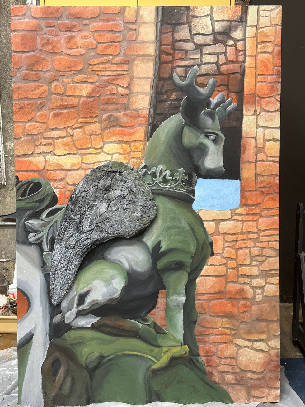 The finished painting and carving
