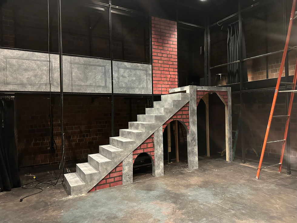 Bricks and concrete added to set