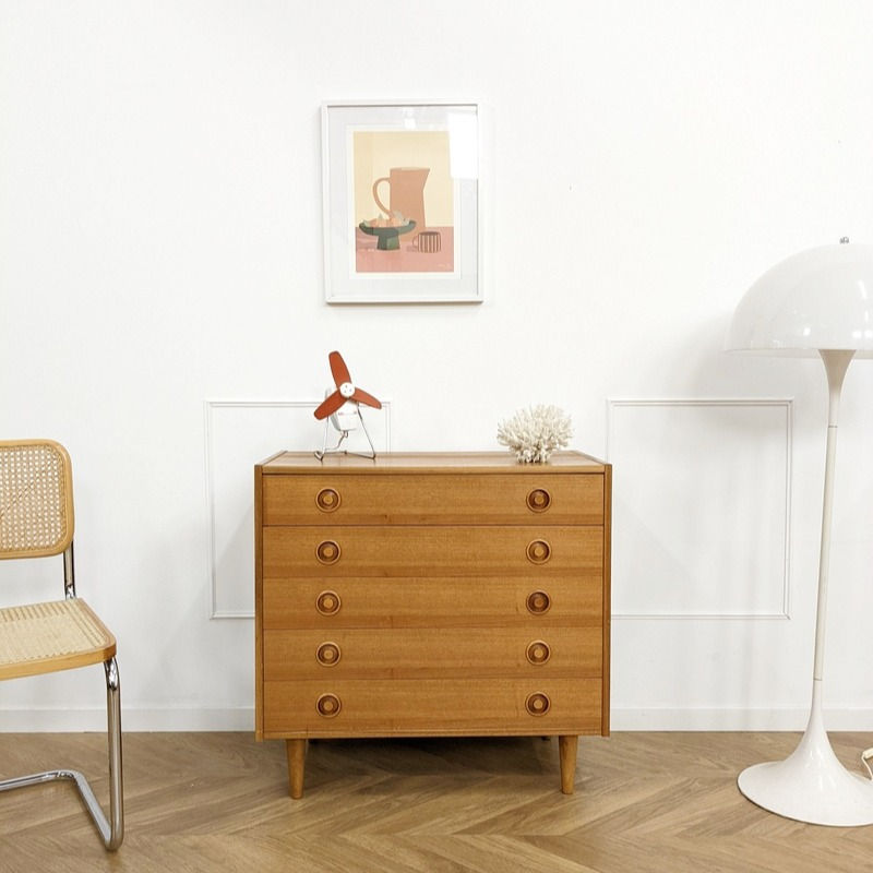 Commode scandinave vintage 5 tiroirs