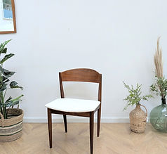 Chaise danoise vintage en teck et tissu crème, années 60