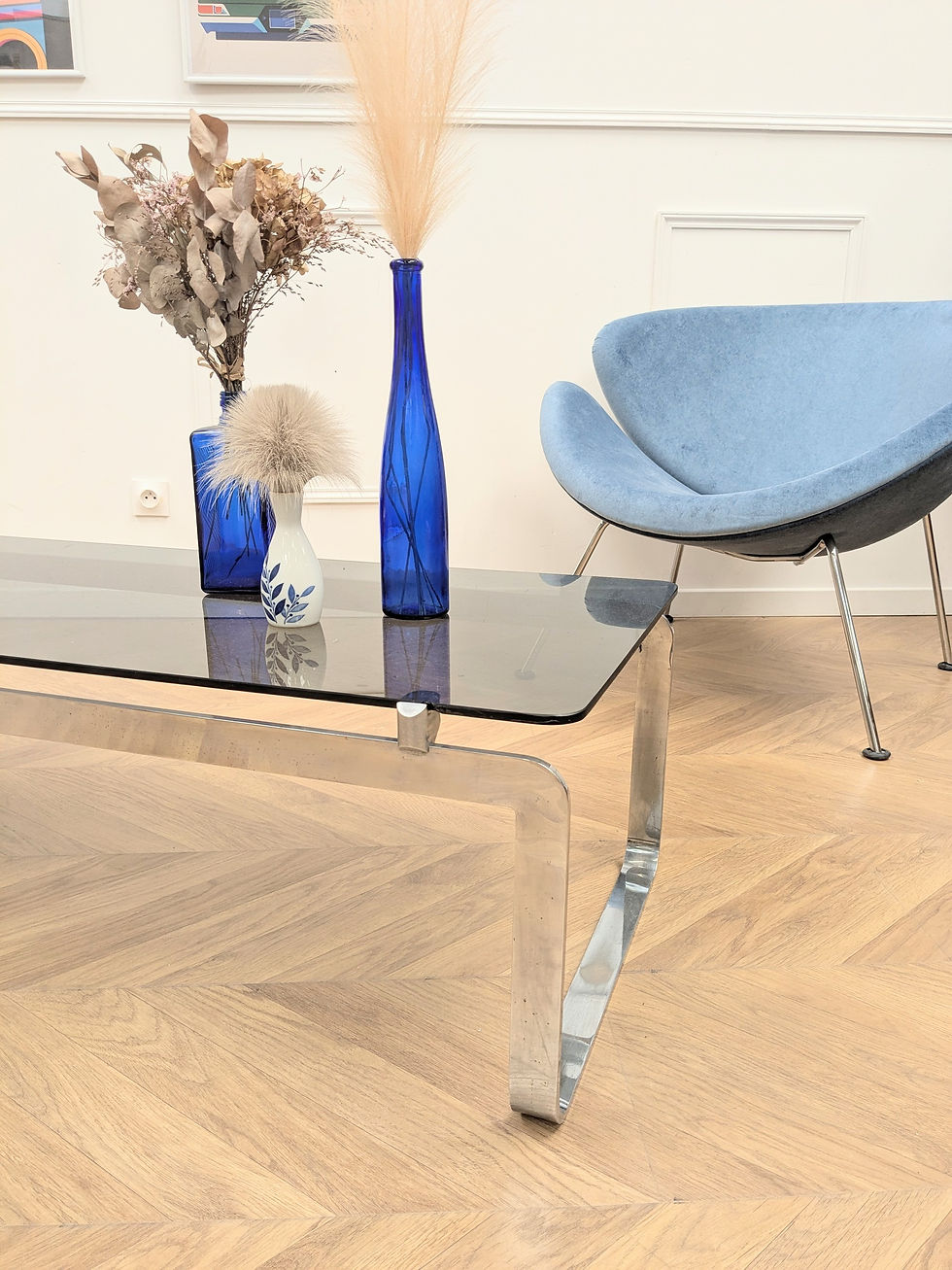 Thumbnail: Table basse chrome et métal vintage