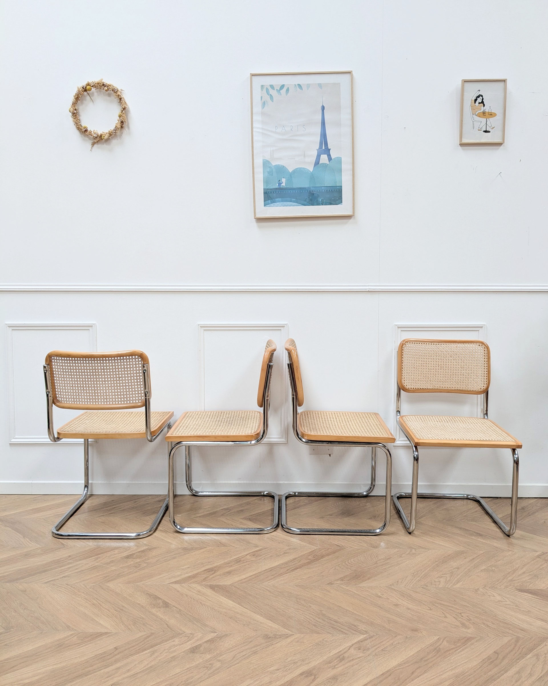 Lot de 4 Chaises B32 Cannage Marcel Breuer