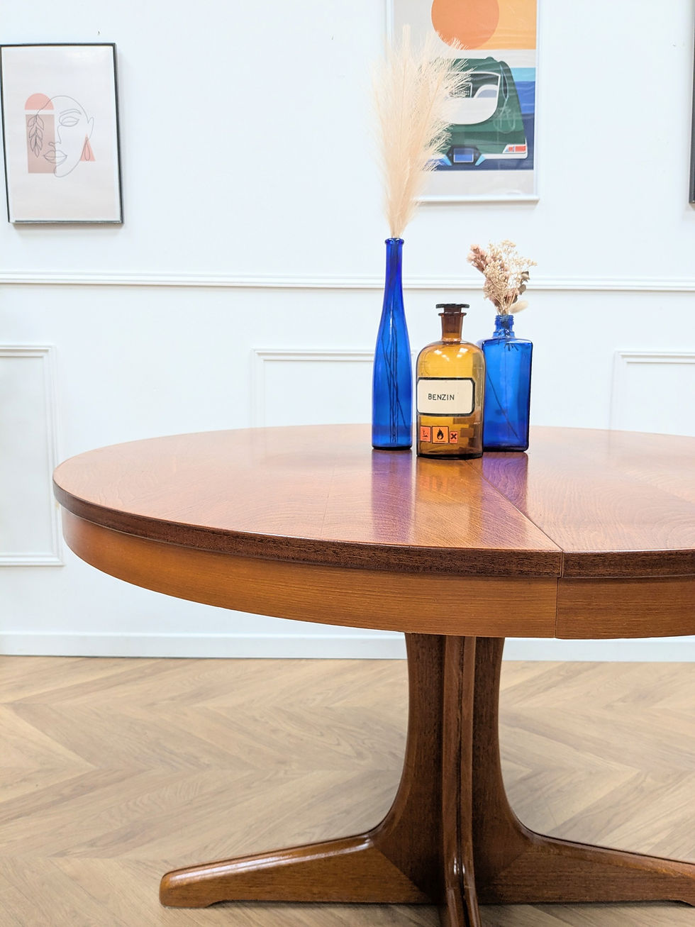 Miniature : Table ronde vintage avec rallonge papillon
