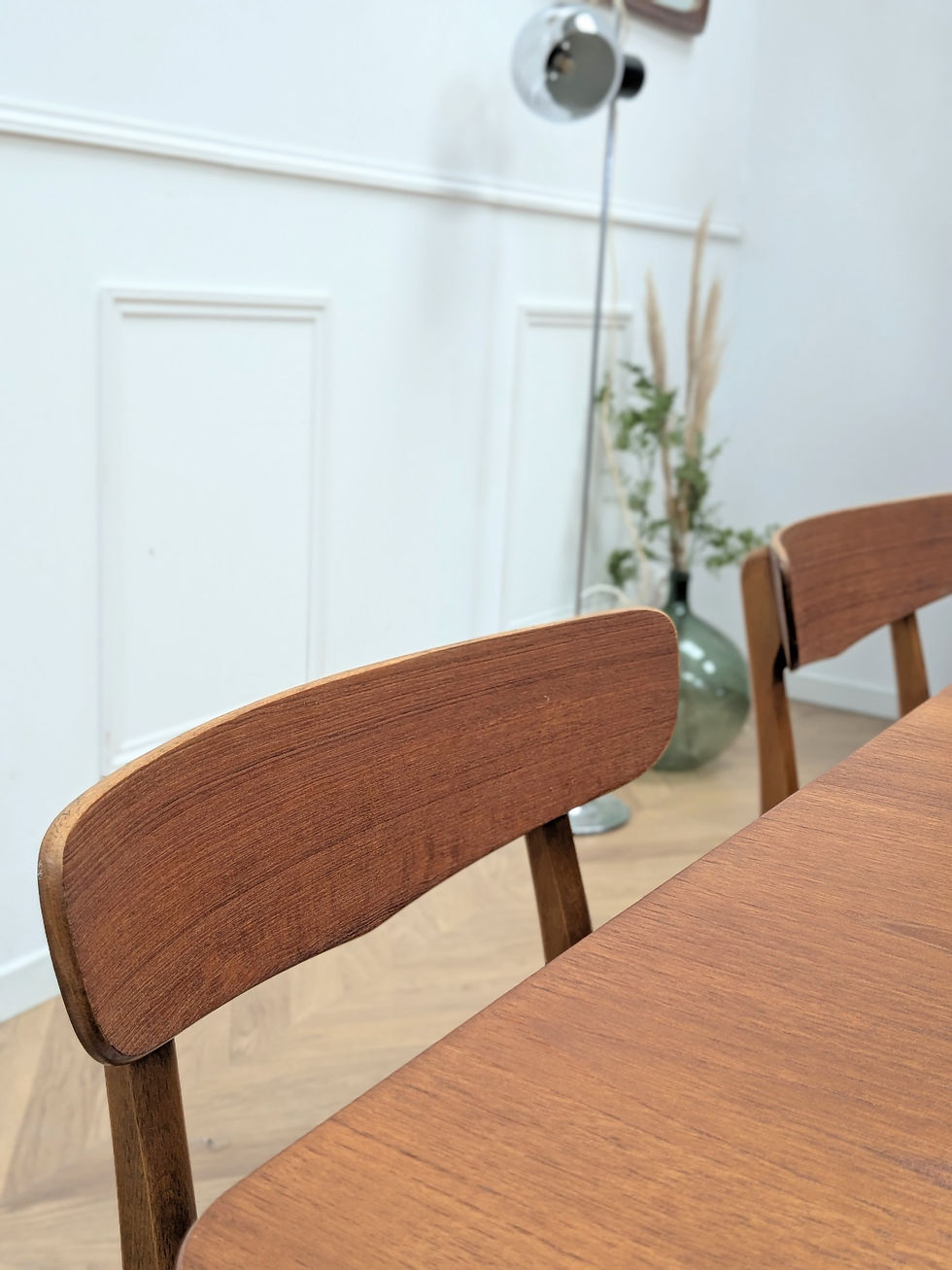 Miniature : 4 Chaises Scandinaves Teck & Bleu Années 60