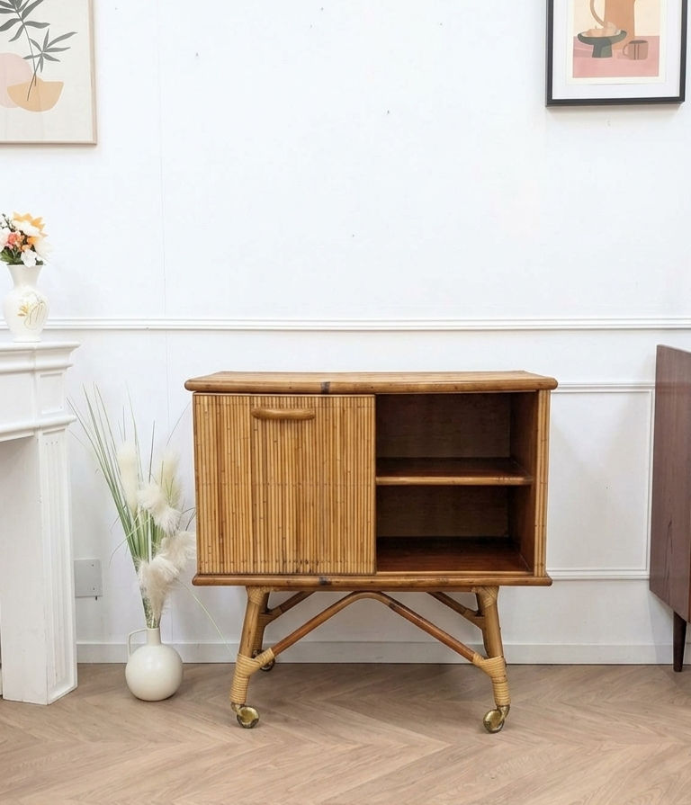 Petit buffet en rotin vintage DLG Audoux Minet