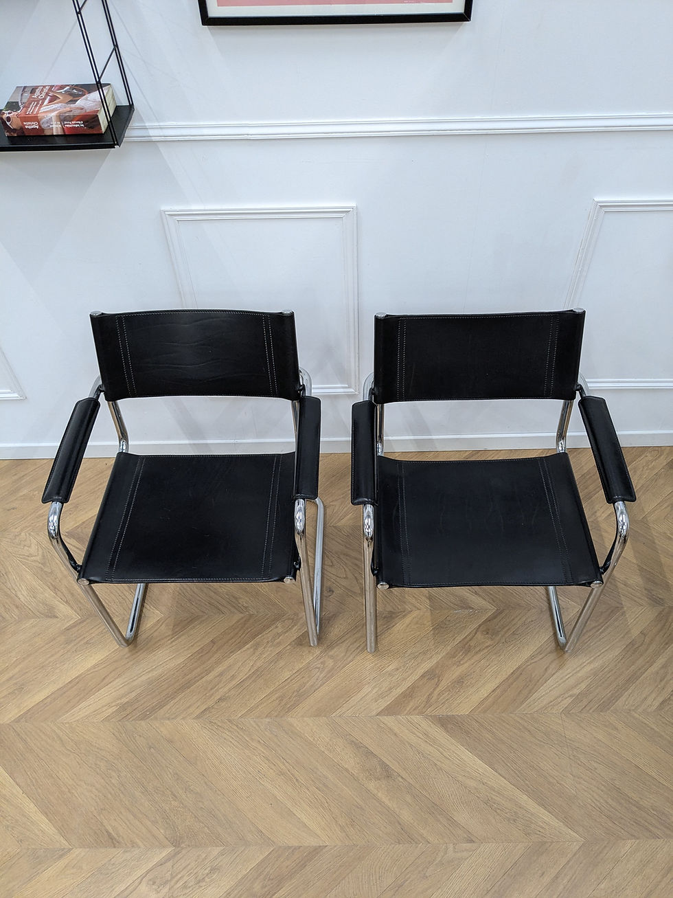 Miniature : 6 chaise matteo grassi en metal et cuir noir