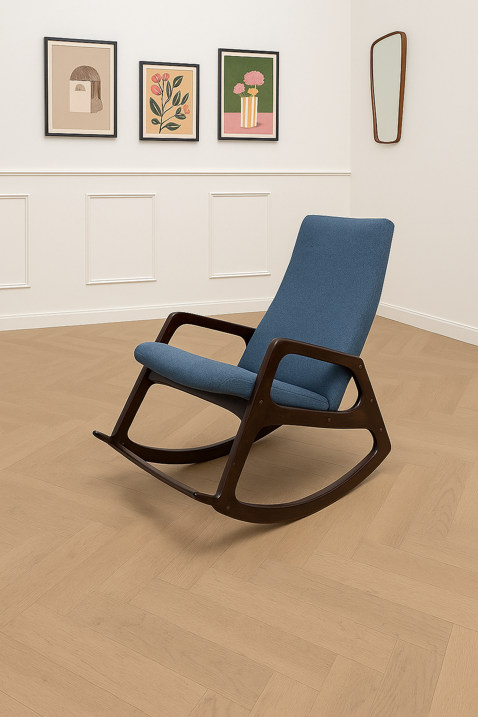 Fauteuil à bascule vintage bleu