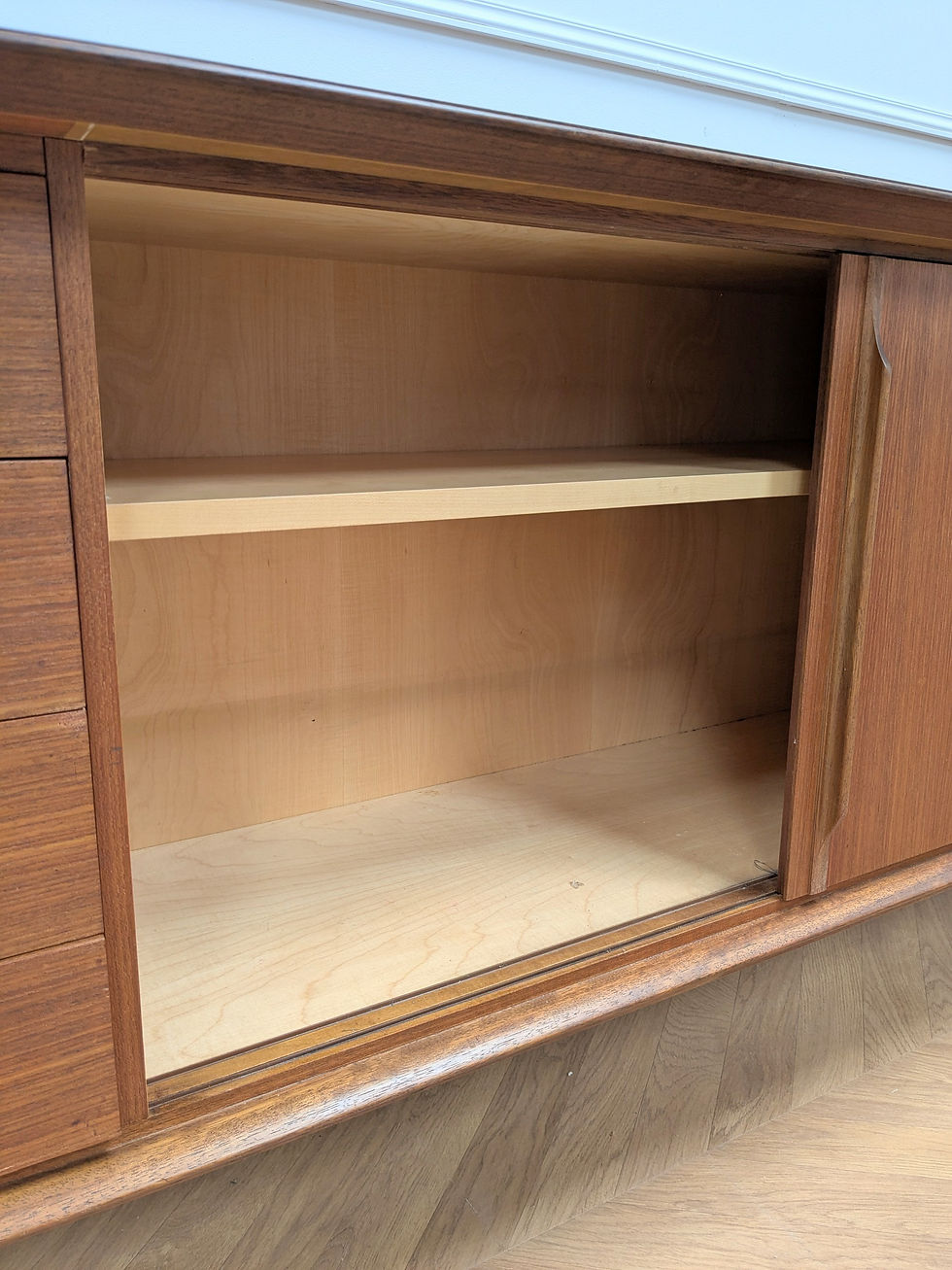 Miniature : Enfilade vintage scandinave - Teck danois années 60 - détail des étagères