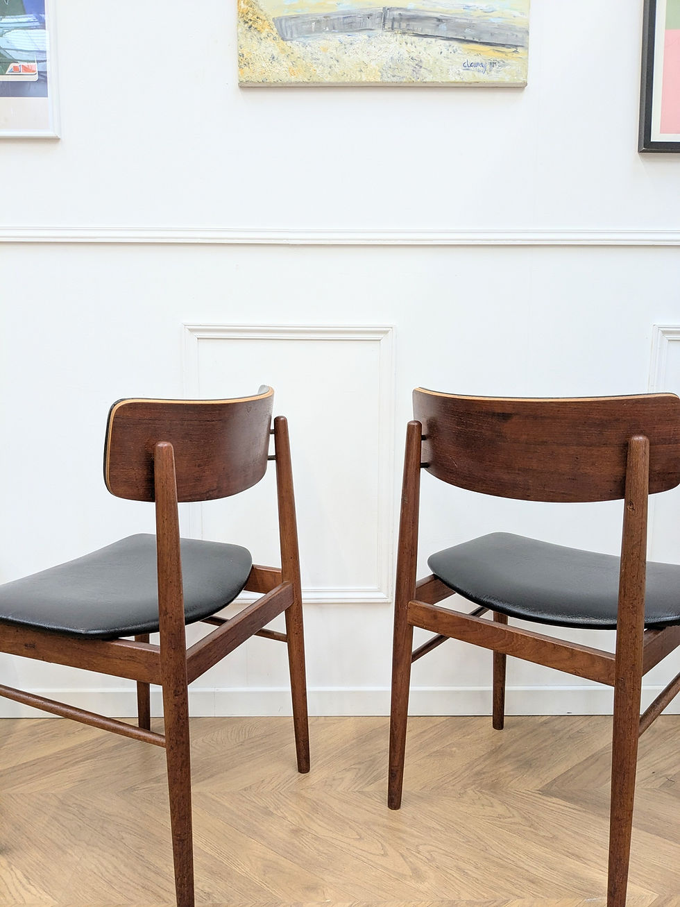 Miniature : chaise danoise en teck  et cuir