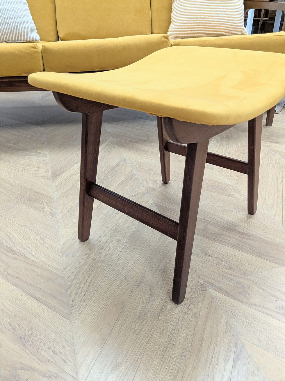 Miniature : Repose-pieds Scandinave Années 60 Teck & Jaune