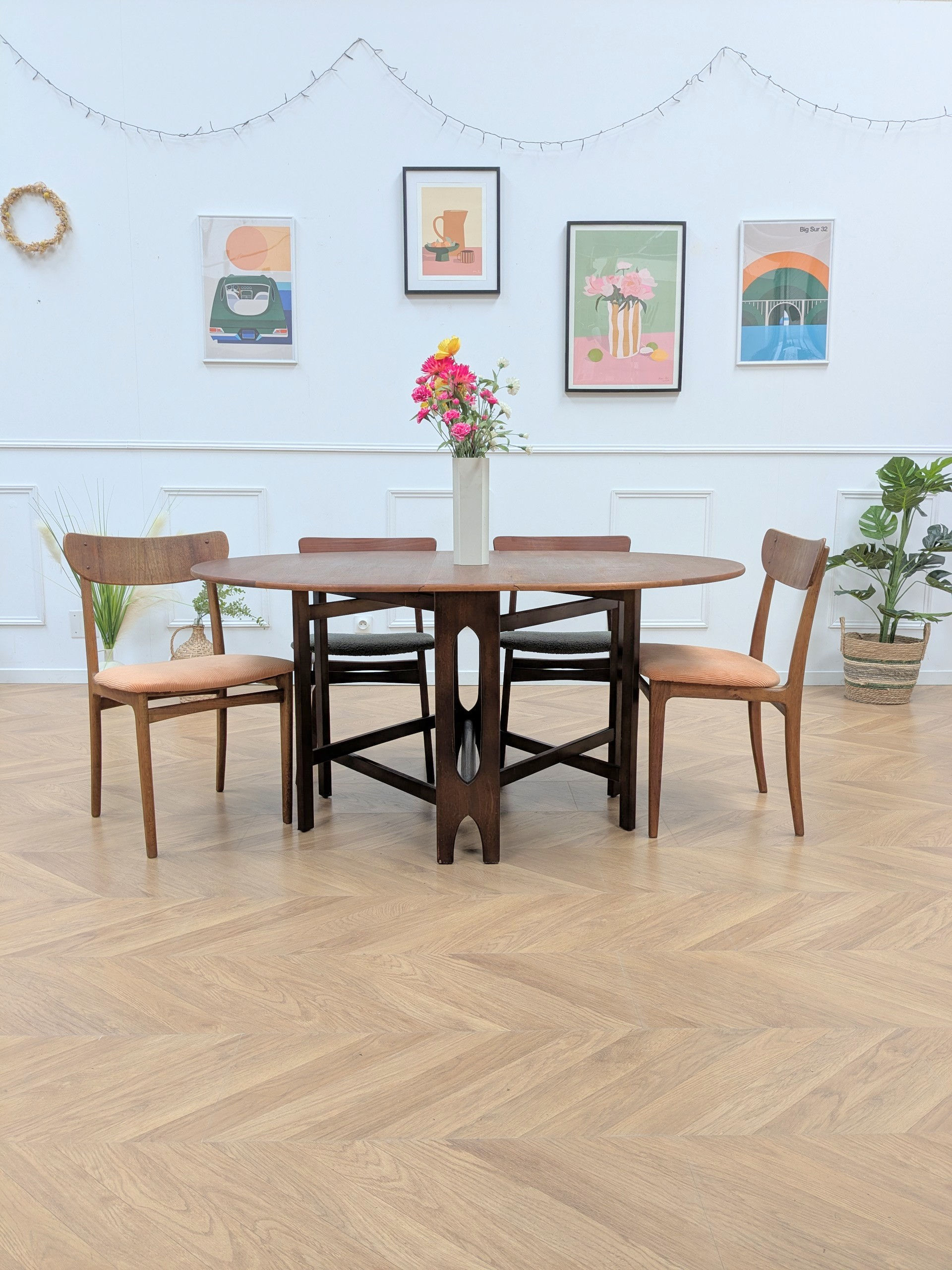 Table à manger pliable pour 6 personne en bois massif