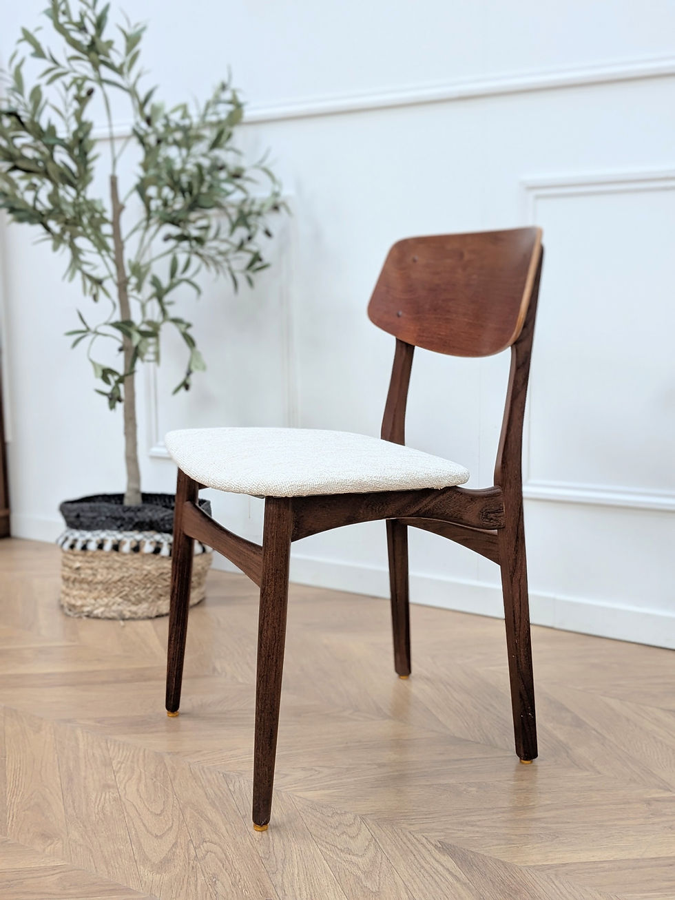 Chaise scandinave Teck & Tissu Années 60