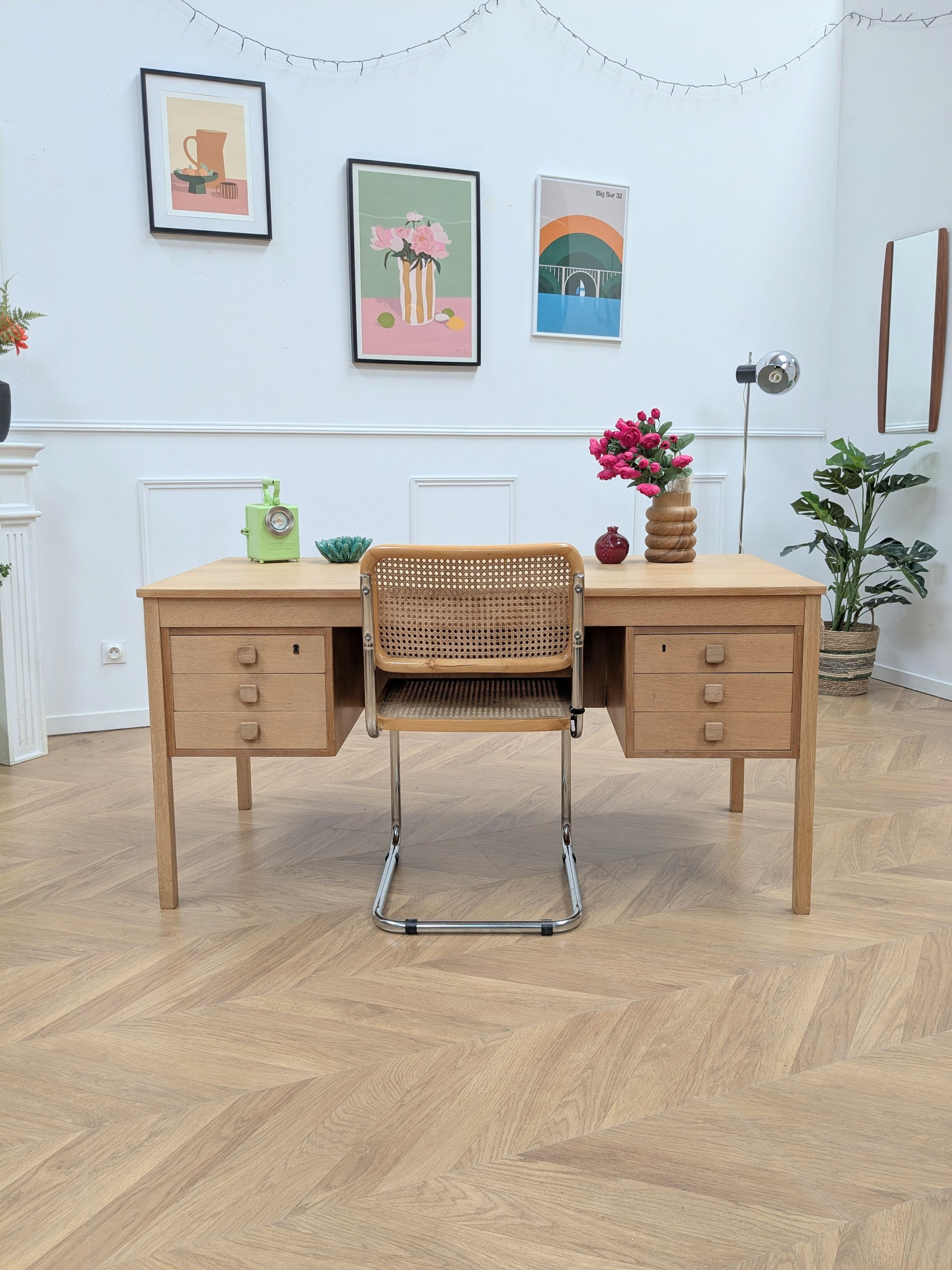 Bureau vintage scandinave Chêne Domino Mobler 60s