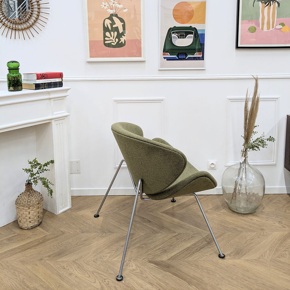 Miniature : Fauteuil Orange slice retapissé vert
