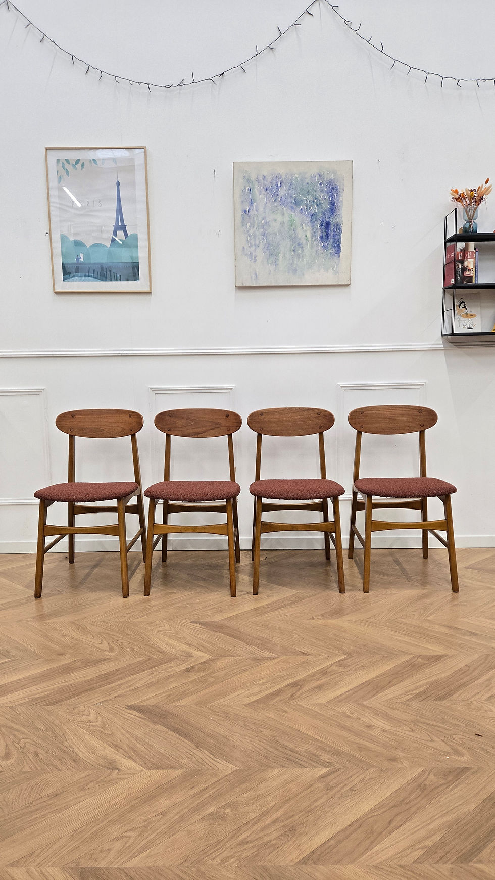 Miniature : Chaises vintage en teck couleur terracotta