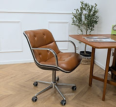 Fauteuil de bureau cognac pivotant