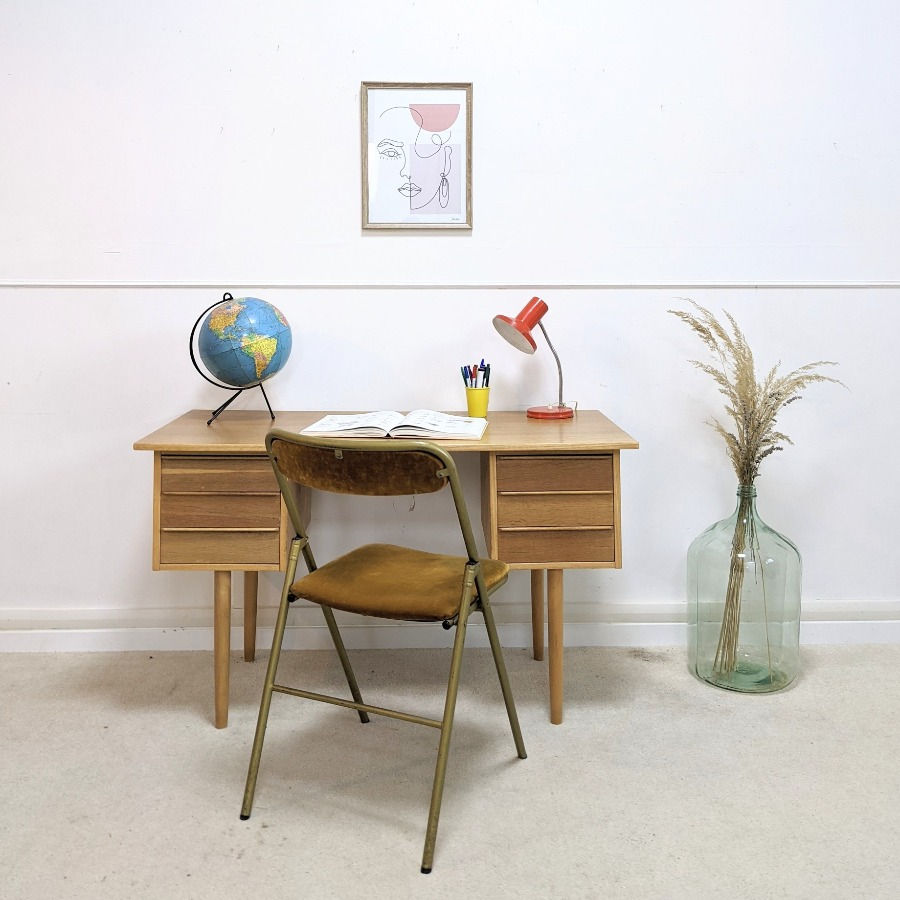 Meuble bureau vintage scandinave pieds fuseau années 60