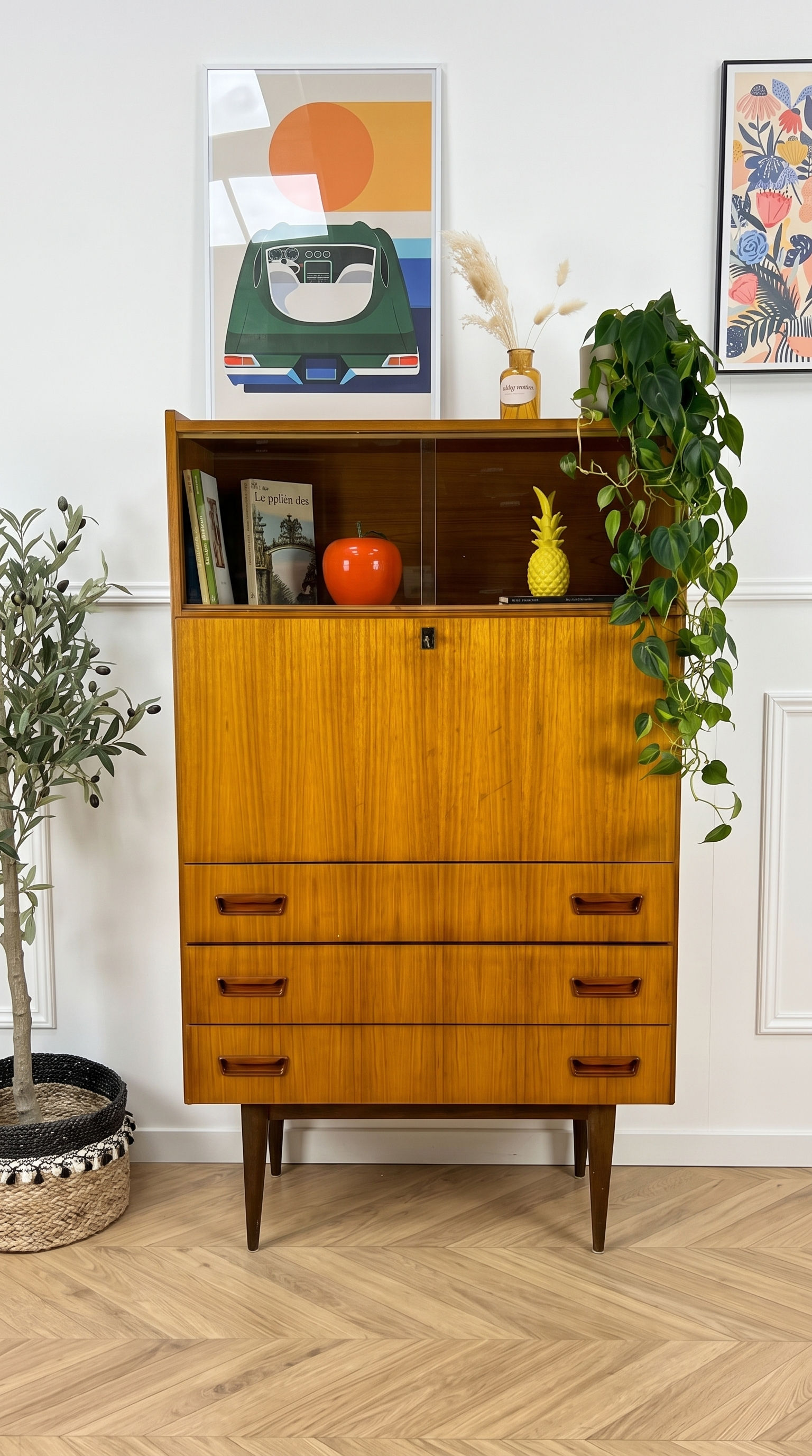 Secrétaire - commode - bibliothèque scandinave 1960