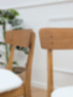 Chaises Farstrup 210 Vintage Danoises en hetre assise en tissus blanc - détail du dossier
