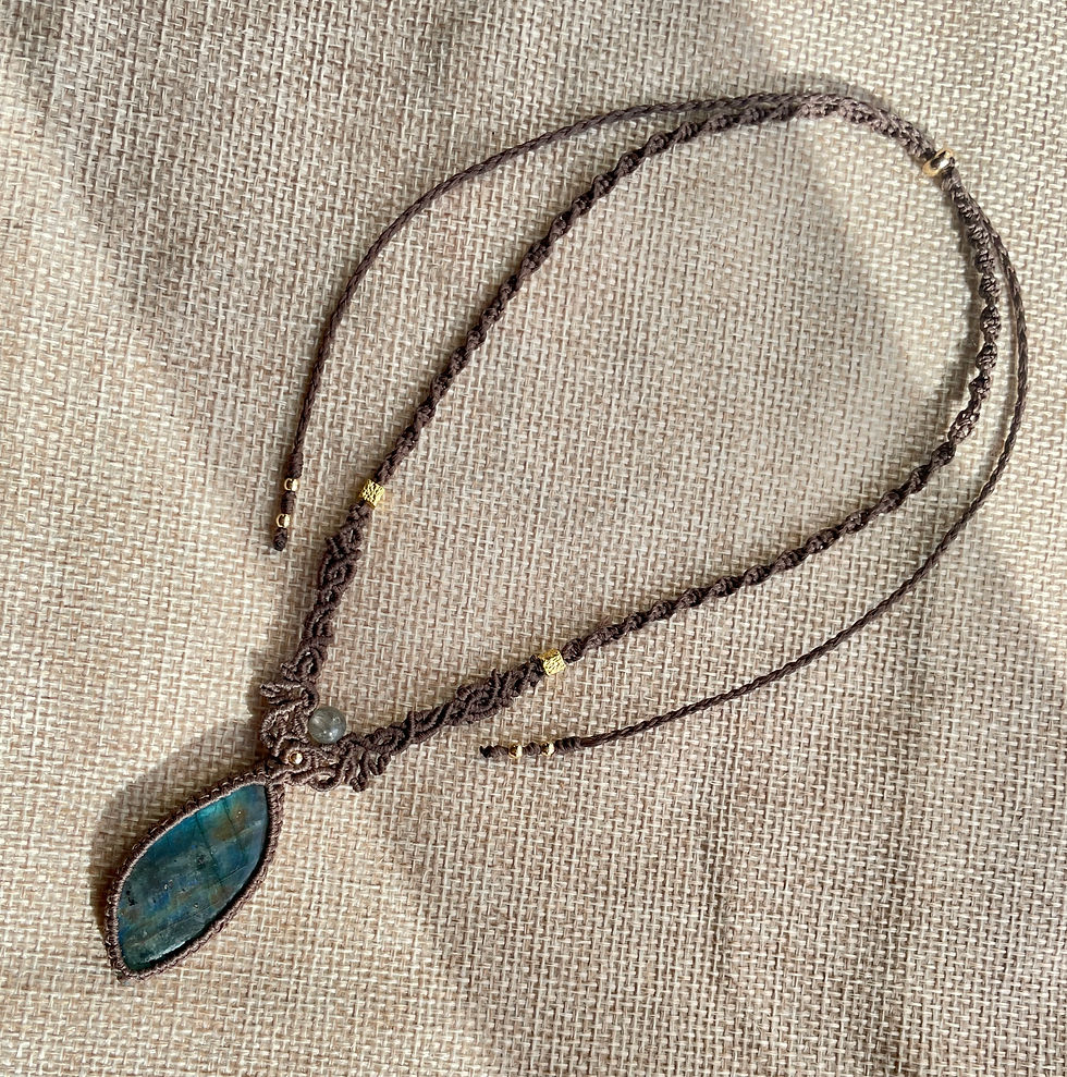 Thumbnail: Handmade Macrame Pendant Necklace — Labradorite