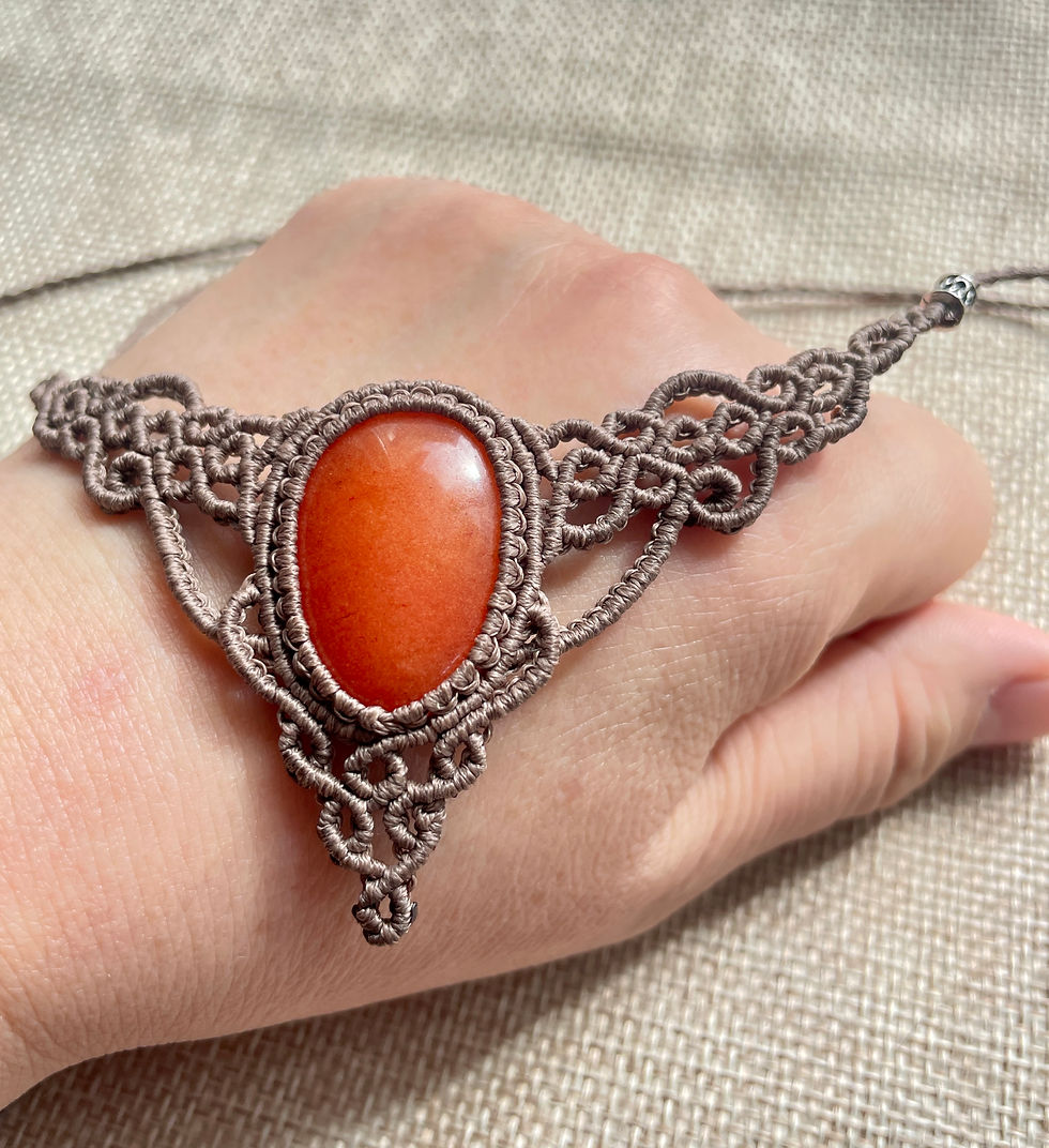 Thumbnail: Handmade Macrame Pendant Necklace — Red Agate Quartz