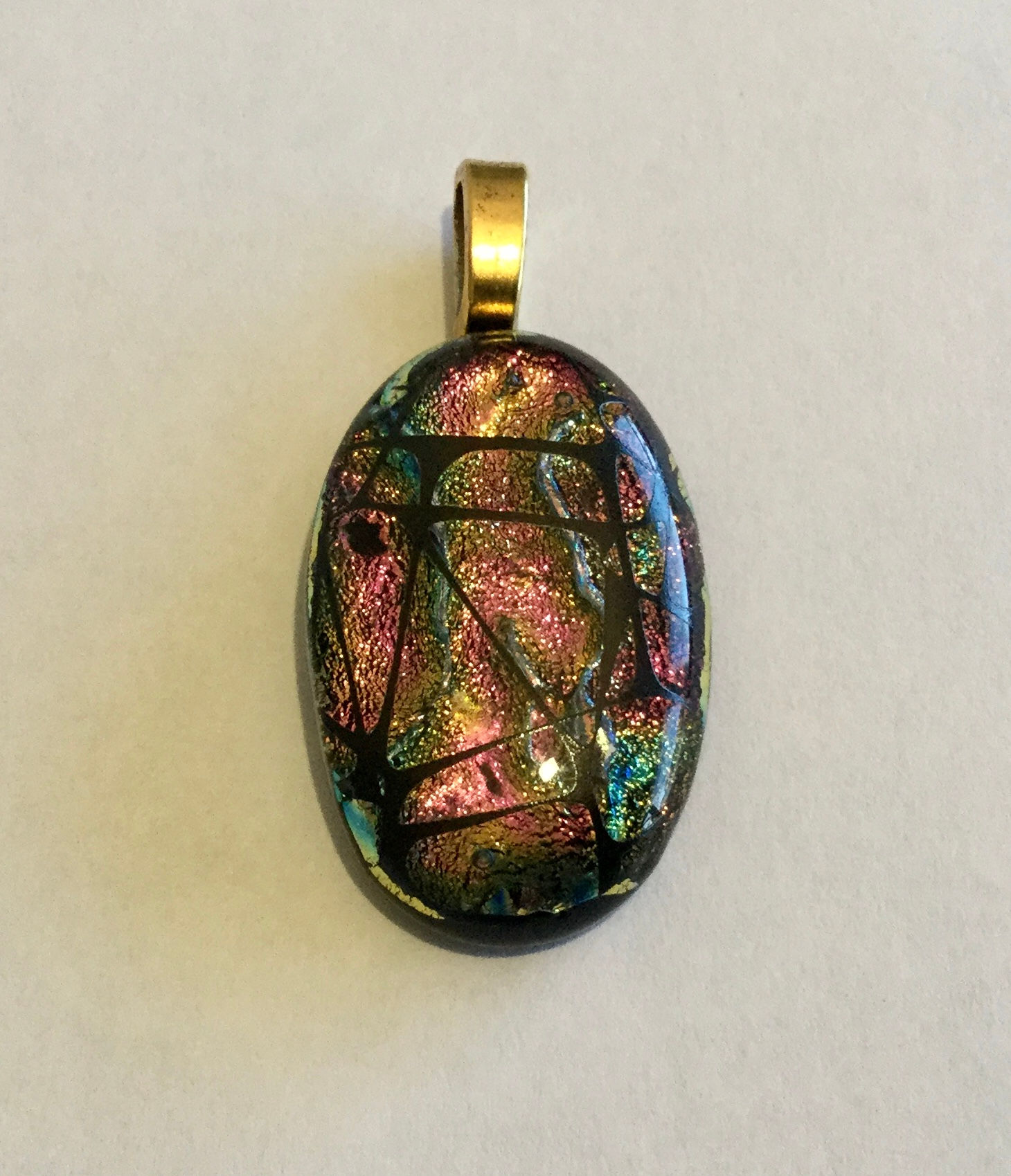 Oval Pink/Gold 'Mosaic' Dichro Pendant