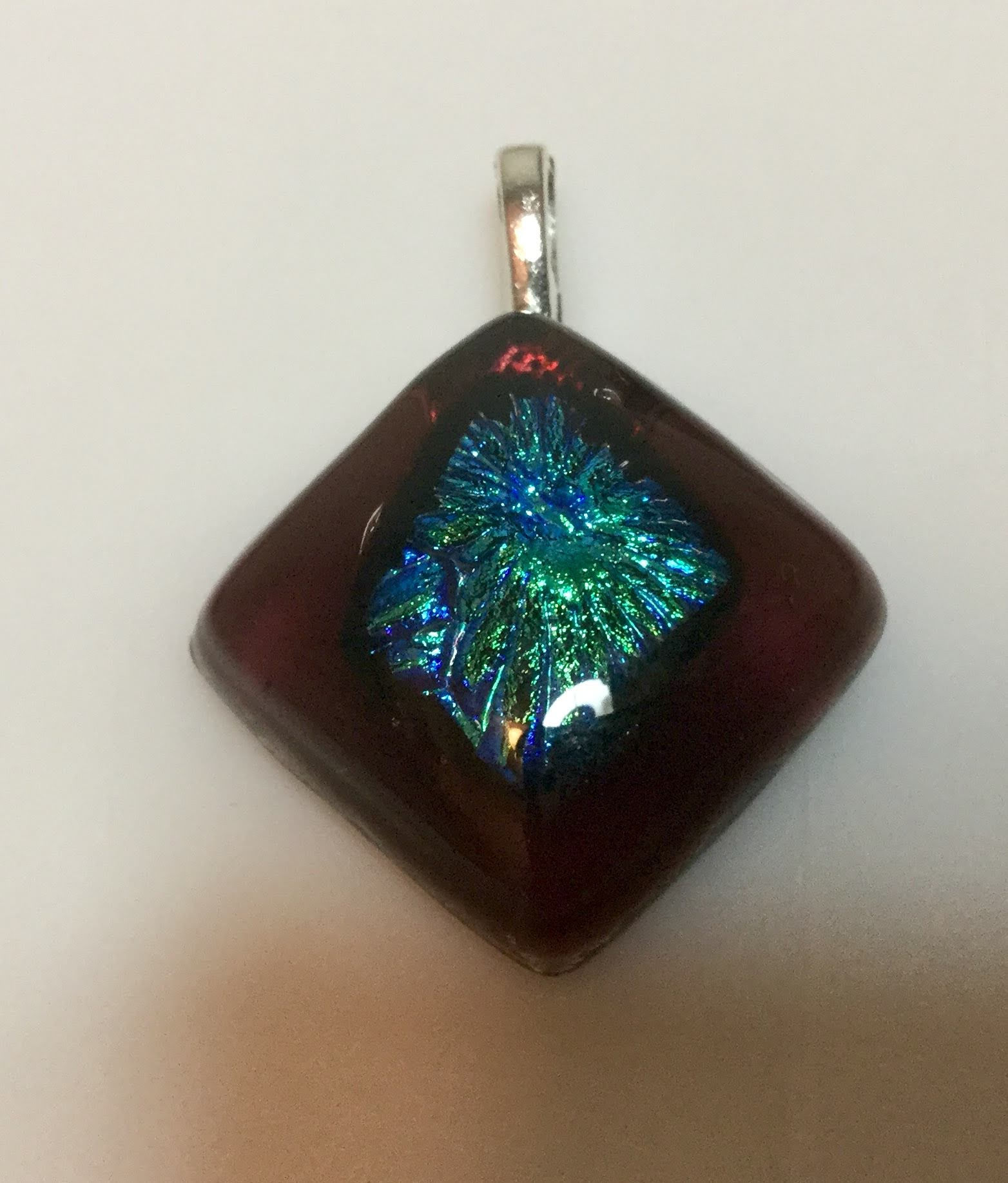 Purple Diamond with Dichro Inlay Pendant
