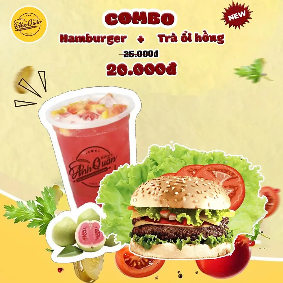 Combo Banh m Hamburger va Tra oi hong - la mieng, giai ngay