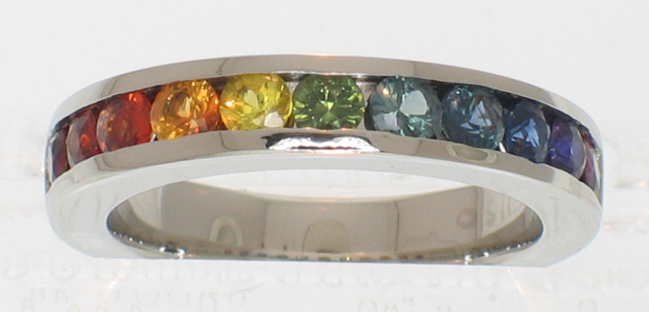 Rainbow Sapphire White Gold Ring