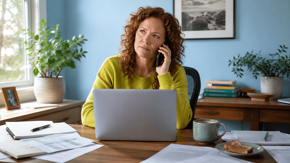 Woman in office on the phone