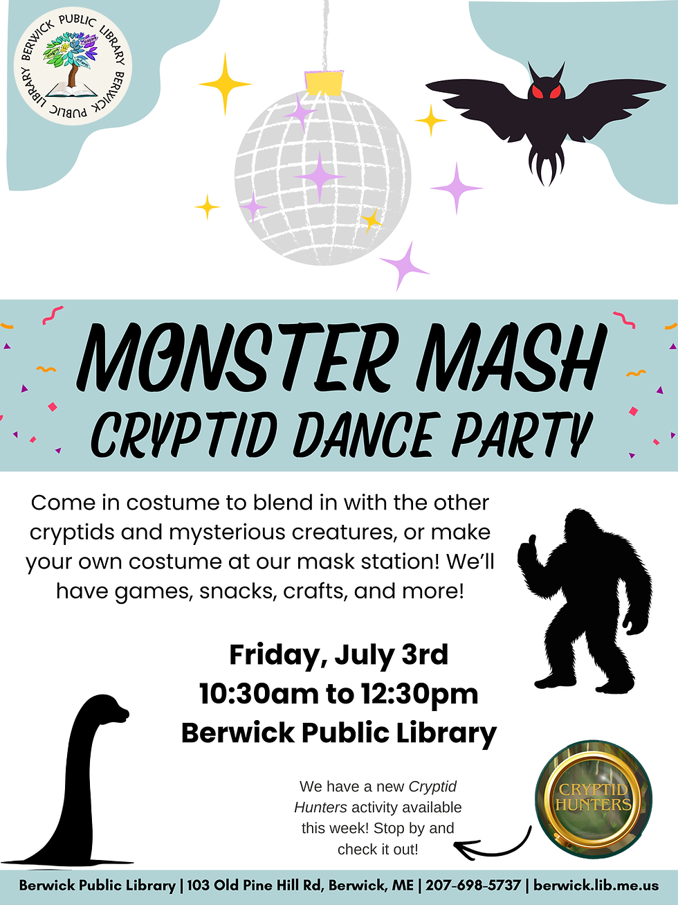 Monster Mash Cryptid Dance Party - July 3rd at 10:30am