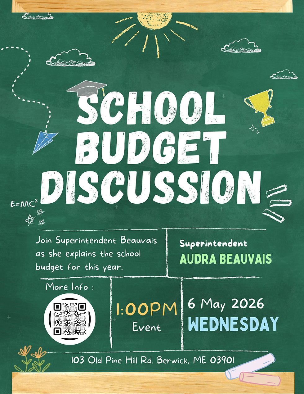 School budget discussion - May 6th at 1pm