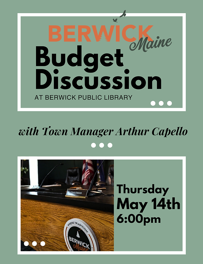 Town budget discussion - Thursday, May 14th at 6pm