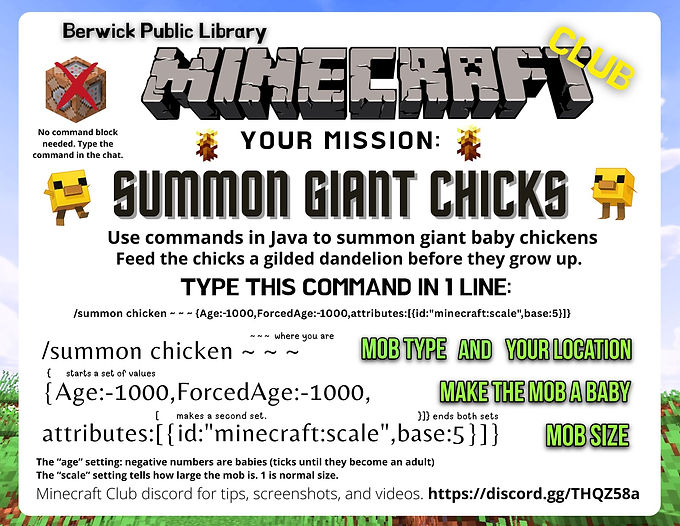 Minecraft Mission: Summon giant chicks