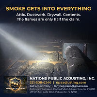Smoke damage inside an attic
