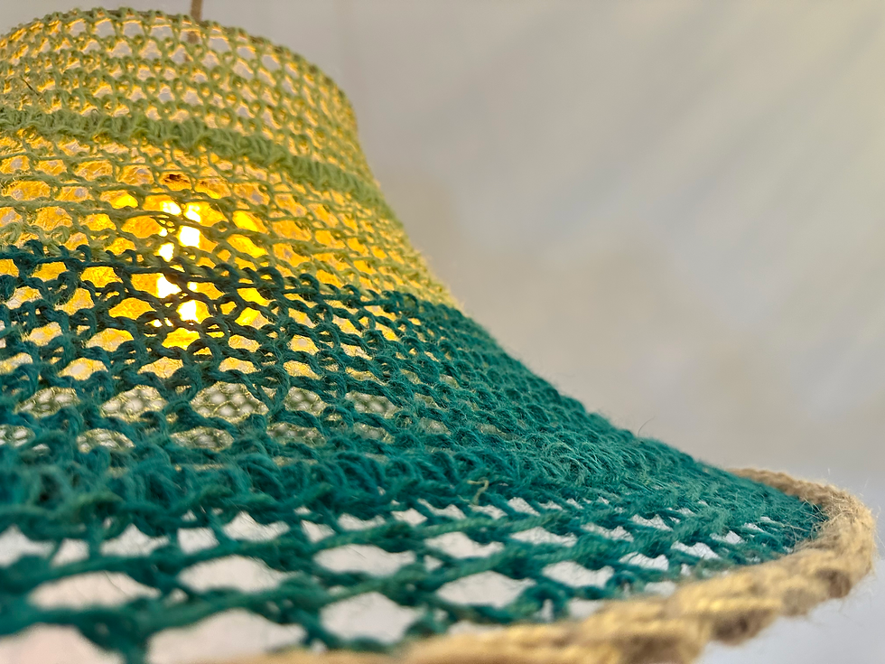 Miniature : CLÉO – Suspension en lin, jute & coton vert