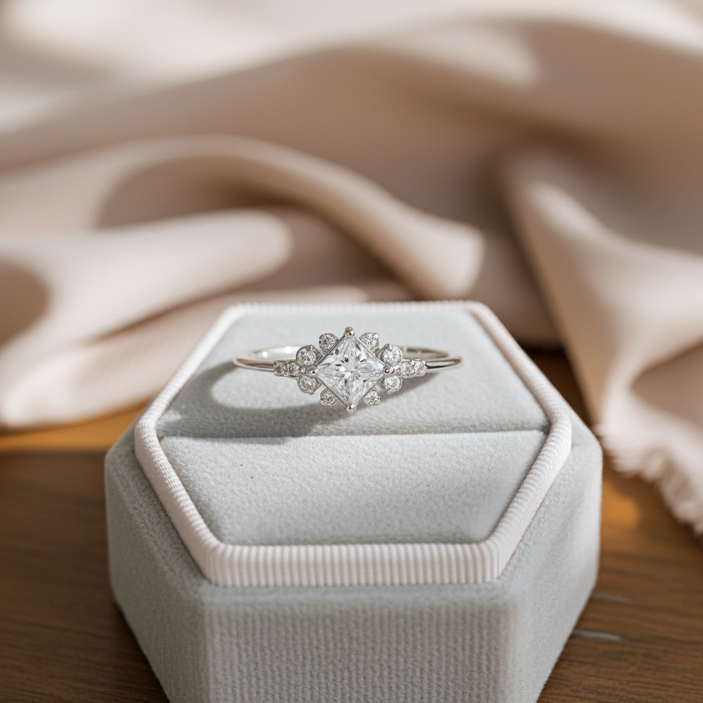 Elegant 14K Solid Gold Closed Snowdrift Ring for Women