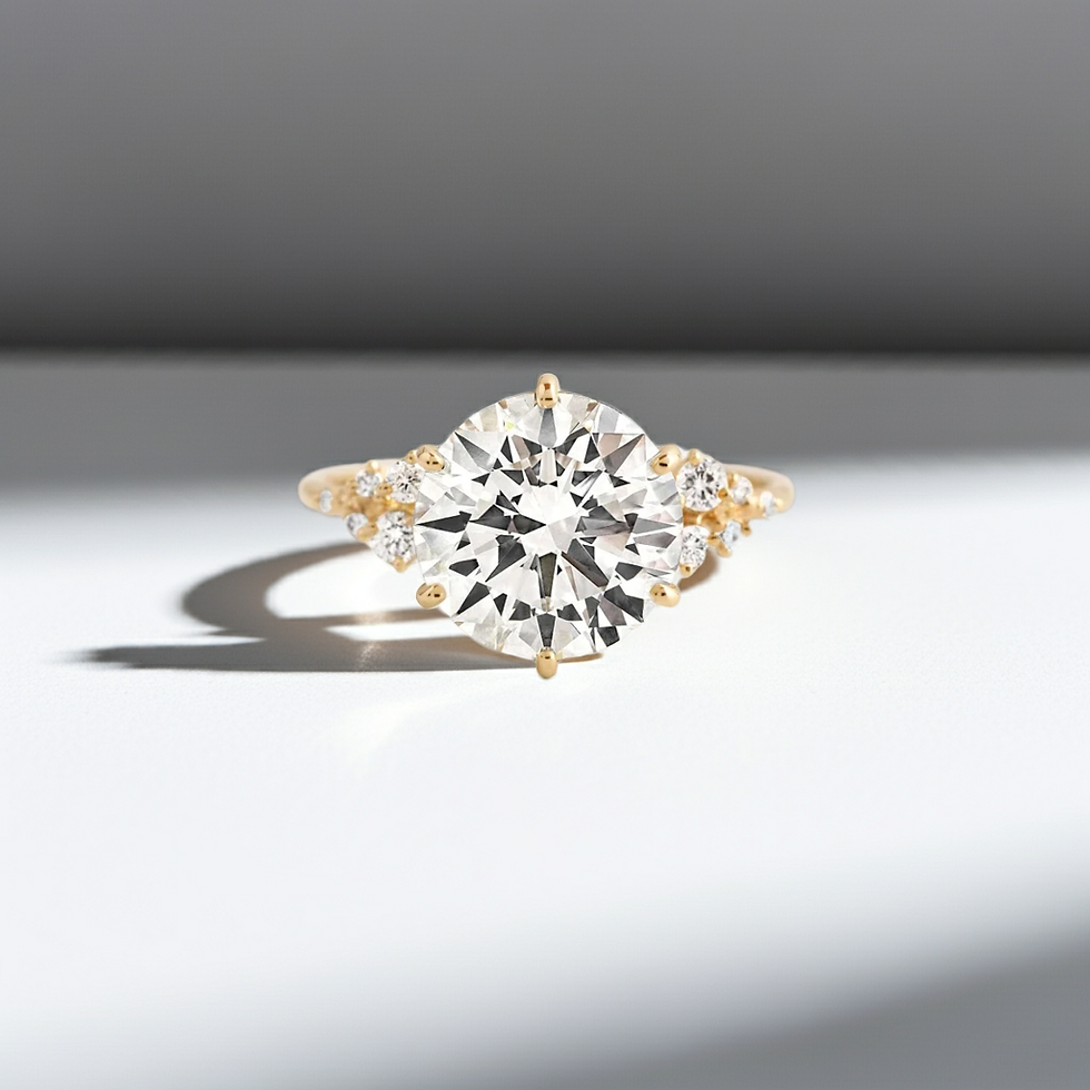 18K Gold Round Cut Lab-Diamond Snowdrift Engagement Ring – 3 CT