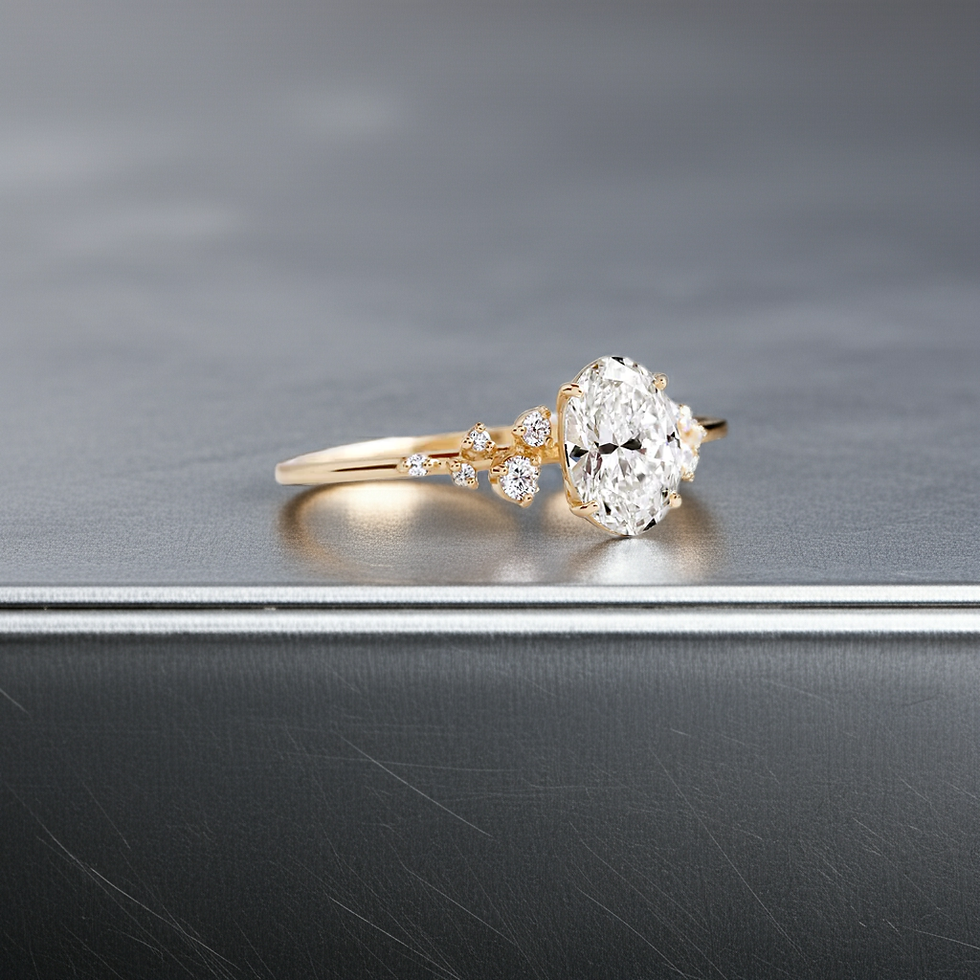 14K Solid Gold Classic Oval Cut Lab-Grown Diamond Snowdrift Ring