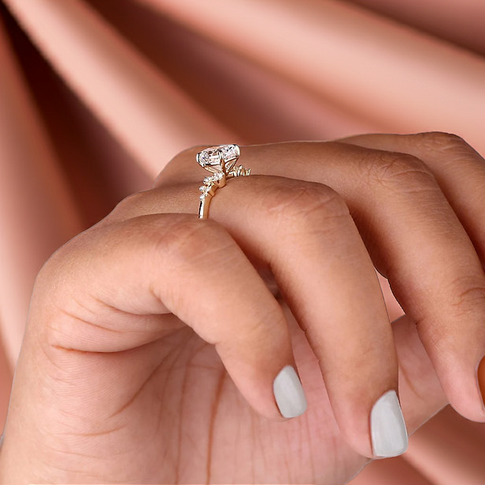 Timeless 14K Solid Gold Snowdrift Oval Cut 1.28 CT Moissanite Engagement Ring
