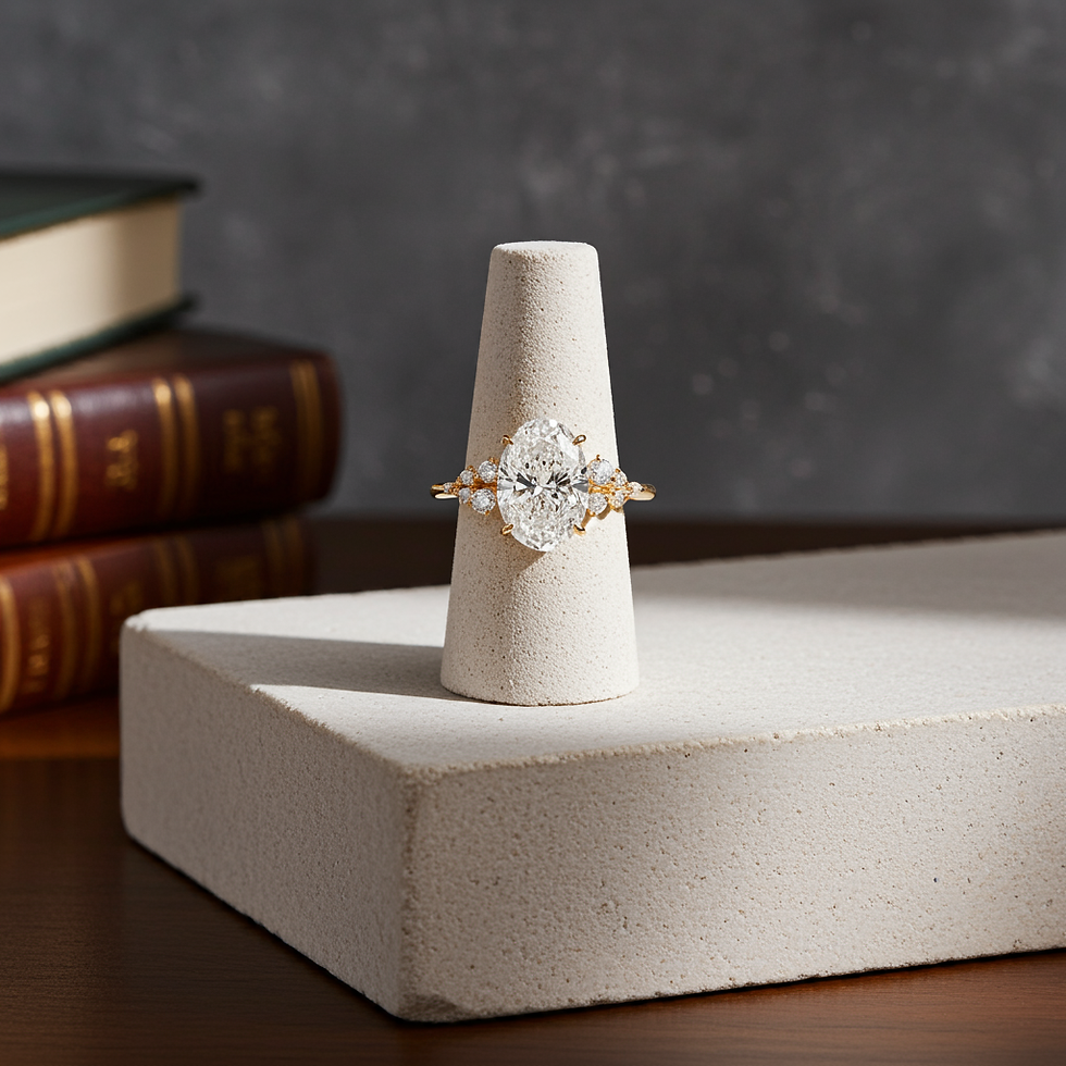 Designer 18K Solid Gold Snowdrift Ring with Lab-Grown Diamond Center