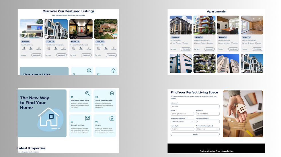 Real estate property listing interface