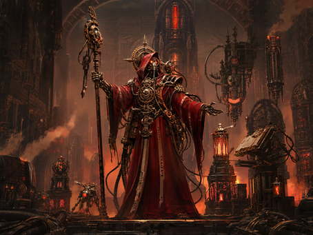 Techno-Prêtre de l’Adeptus Mechanicus dans une cathédrale industrielle martienne