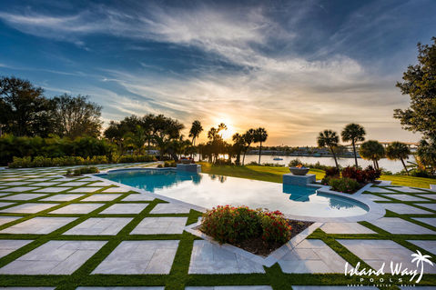Infinity Edge Pool With Fire Bowls In Belleair Beach